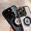 Galvanisierte Telefonhülle, luxuriöses Überzug-CD-Muster, Magsafe-Halterung für 12 13 14 Pro Max, unsichtbarer Kameraständerhalter, Linsenhalter, magnetische Absaugung