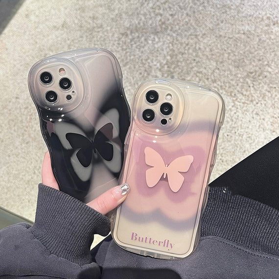 Ins Niche Dizzy Dye Black Butterfly Suitable For Ip Phone Case