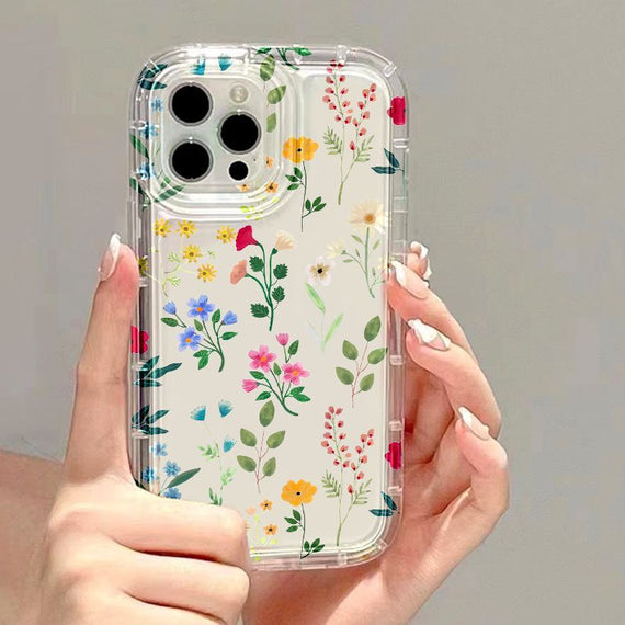 Coque de téléphone transparente à motif floral et spatial