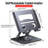 Tablet-Ständer, um 360 Grad drehbar, zusammenklappbar, tragbar