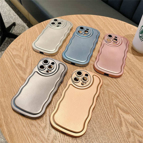 Wave Pattern Electroplating Solid Color Mobile Phone Case