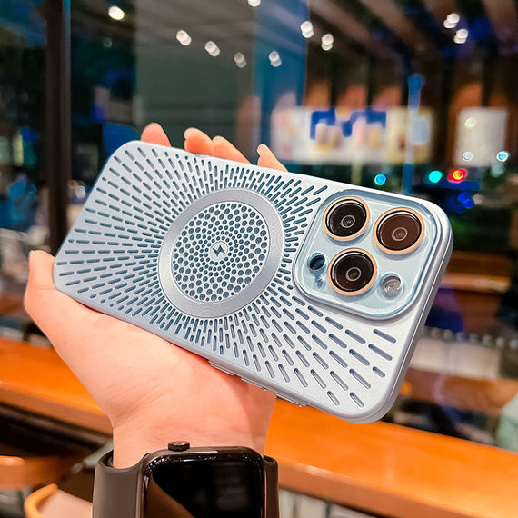 Phone Case Breathable Heat Dissipation Network Shell Magnetic Charging Skin Feeling Protective Cover