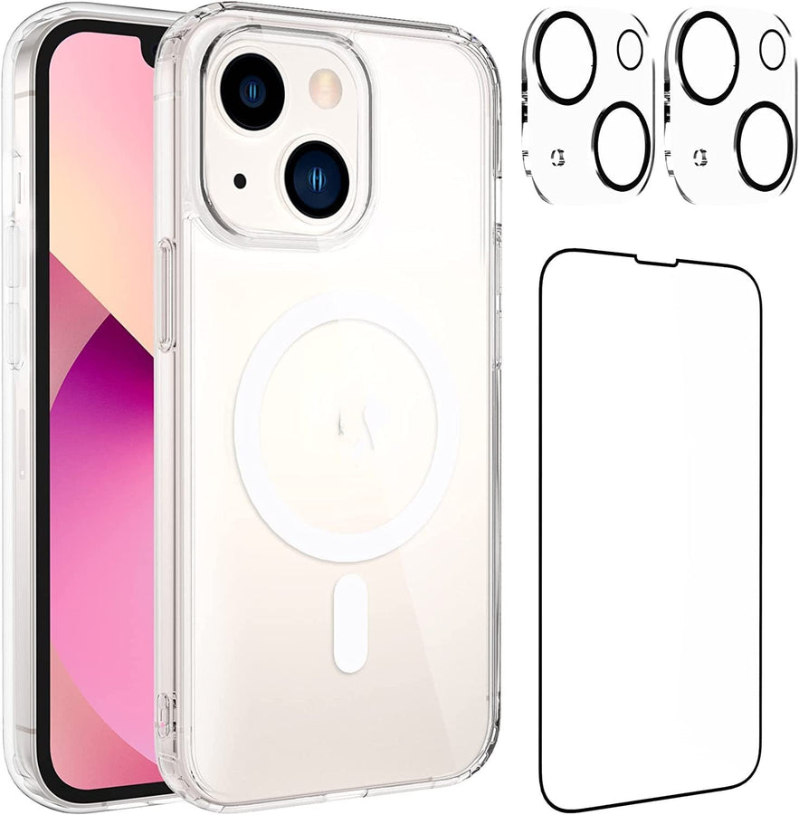 Transparent Magnetic Phone Case Tempered Film Lens Protector Set