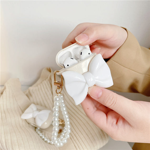 Simple Solid Color Bow Protection Soft Case Earphone Case