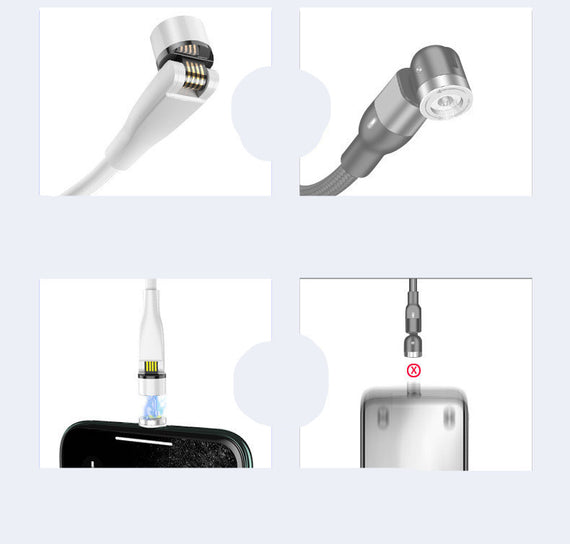 Three In One Data Cable 540 Degree Rotation Spherical Magnetic Charging