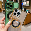 Galvanisierte Telefonhülle, luxuriöses Überzug-CD-Muster, Magsafe-Halterung für 12 13 14 Pro Max, unsichtbarer Kameraständerhalter, Linsenhalter, magnetische Absaugung