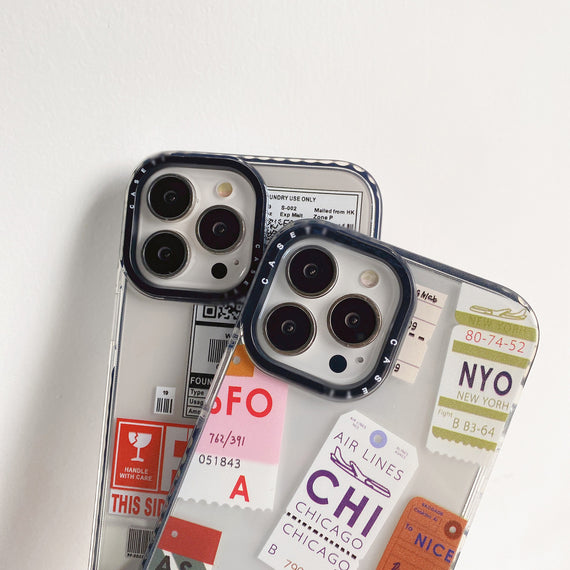 Travel Ticket Label Transparent Phone Case