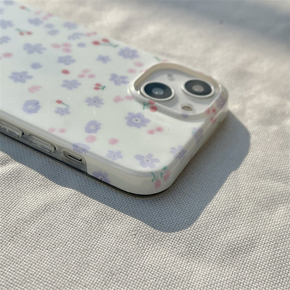 Double-layer Printing Small Purple Flower Phone Case